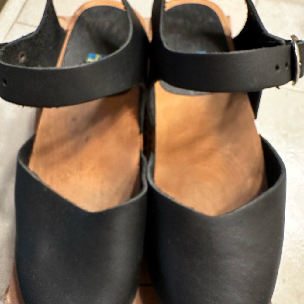 MIA Black Leather Mules